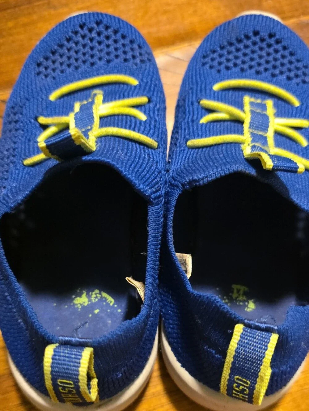 OshKosh B'gosh Navy Blue Knit Sneakers with Yellow Accents